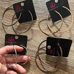 Paparazzi Elegant Hoop Earrings Set - Silver, Gold, Brown